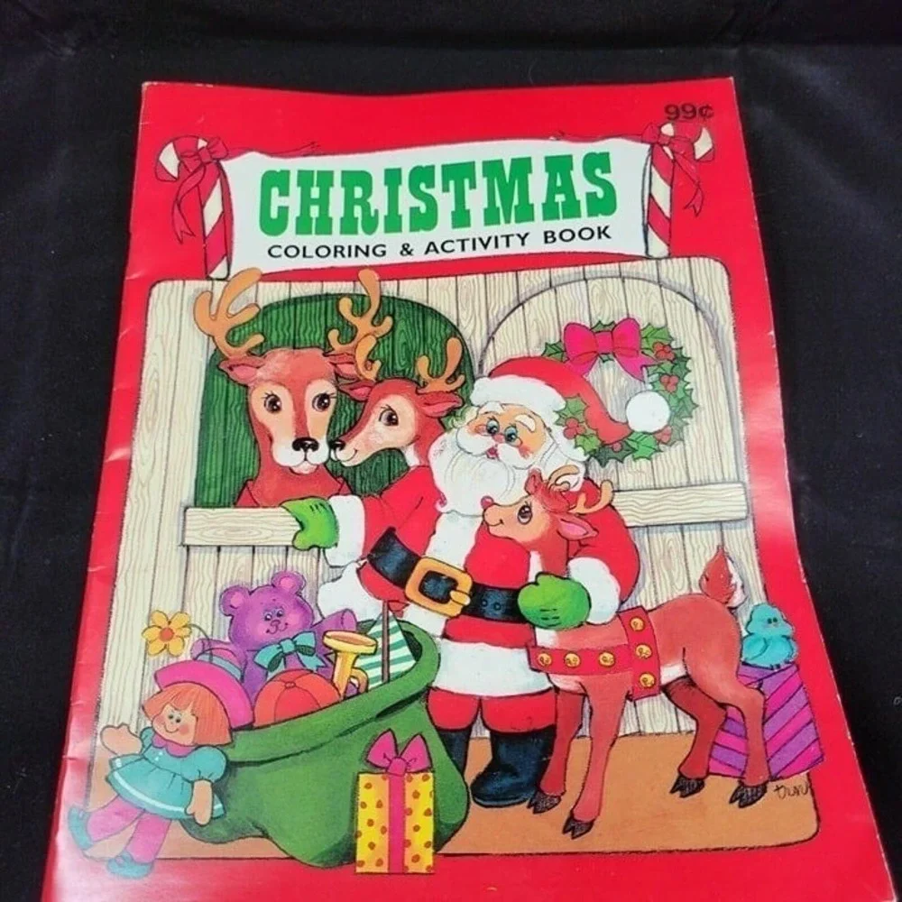 Playmore Christmas Activity Coloring Dot to Dot Book Set Kids Multi 1993 Vintage